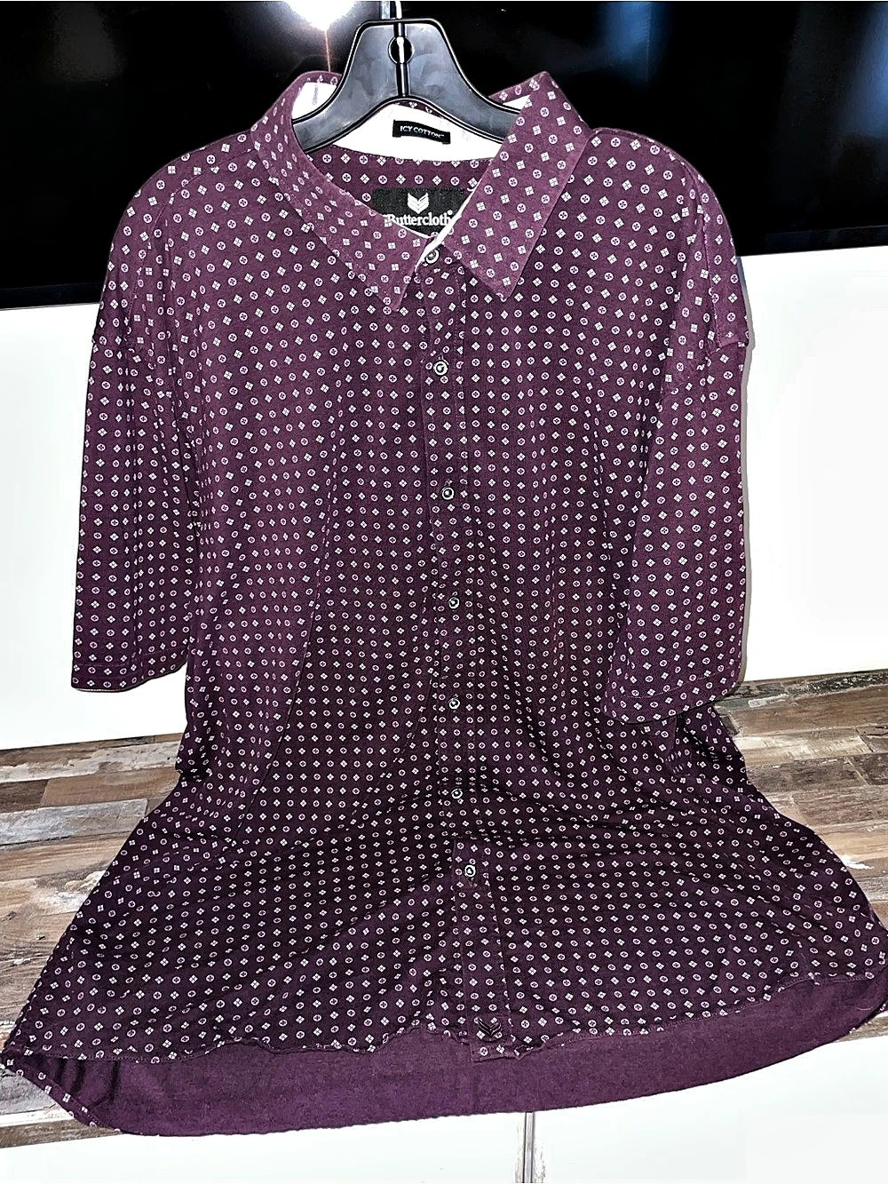 Buttercloth Men's Geometric Cotton Shirt 3XL Like New